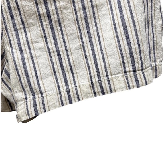 a.n.a Ivory & Blue Striped High Waist Paper Bag  Shorts Size Large Linen Blend - Picture 8 of 9